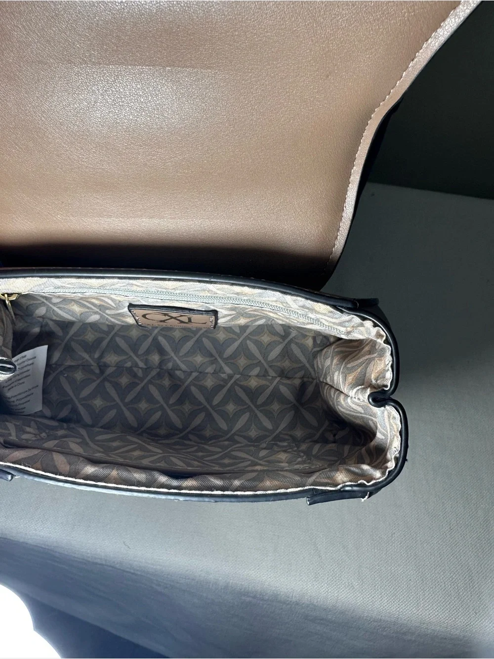 Christian Lacroix Taupe and Snake-Print Crossbody Satchel - Picture 3 of 4